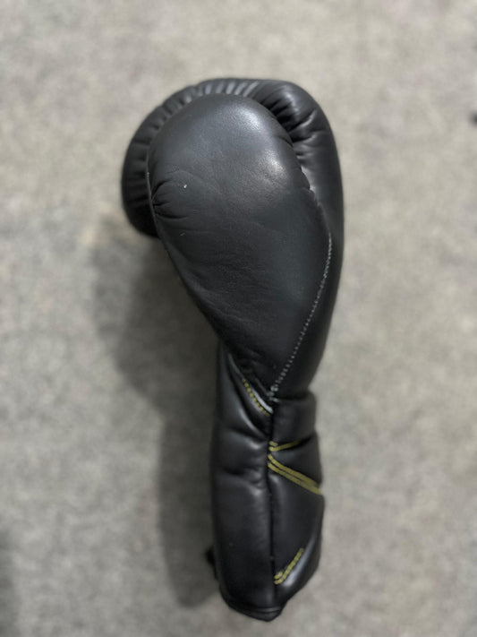 Genuine Leather Lace-Up Boxing Gloves | Classic Black | Handcrafted Sialkot