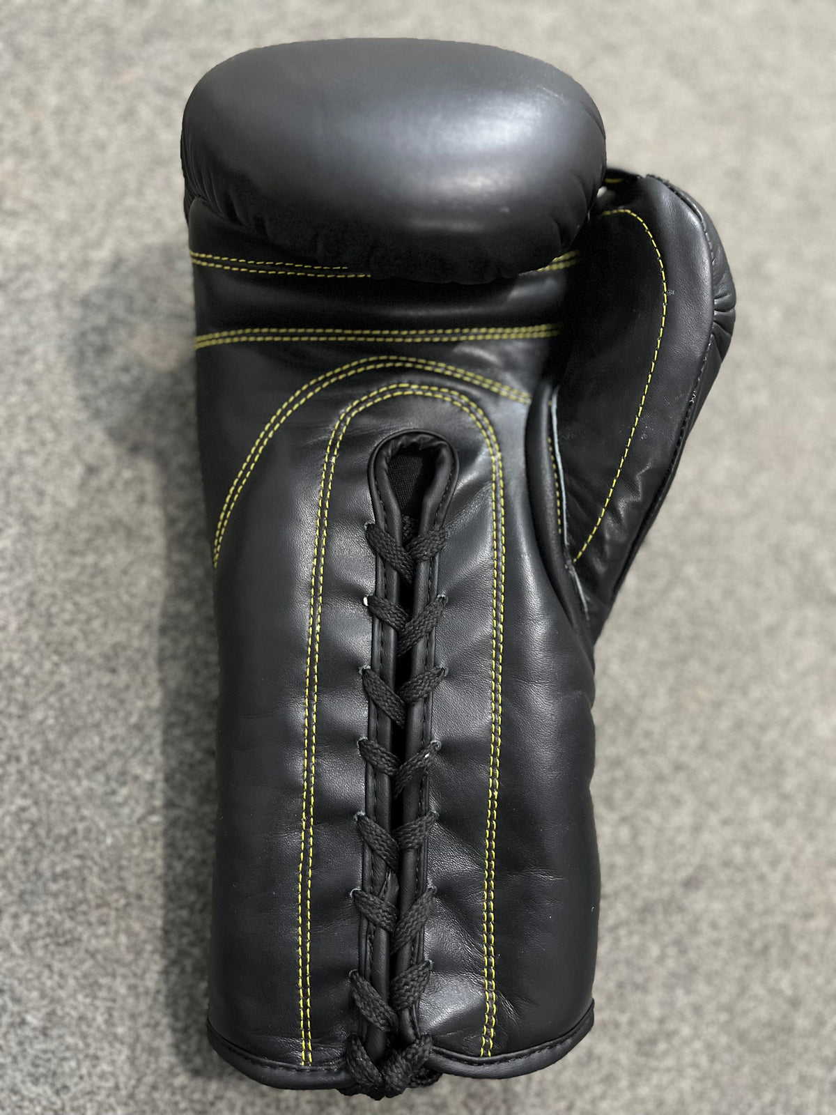 Genuine Leather Lace-Up Boxing Gloves | Classic Black | Handcrafted Sialkot