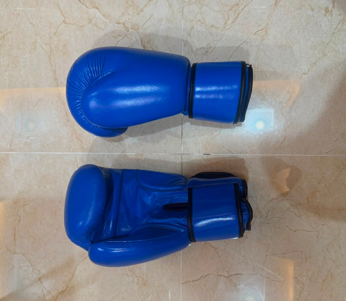 Pro-Style Genuine Leather Boxing Gloves – Royal Blue